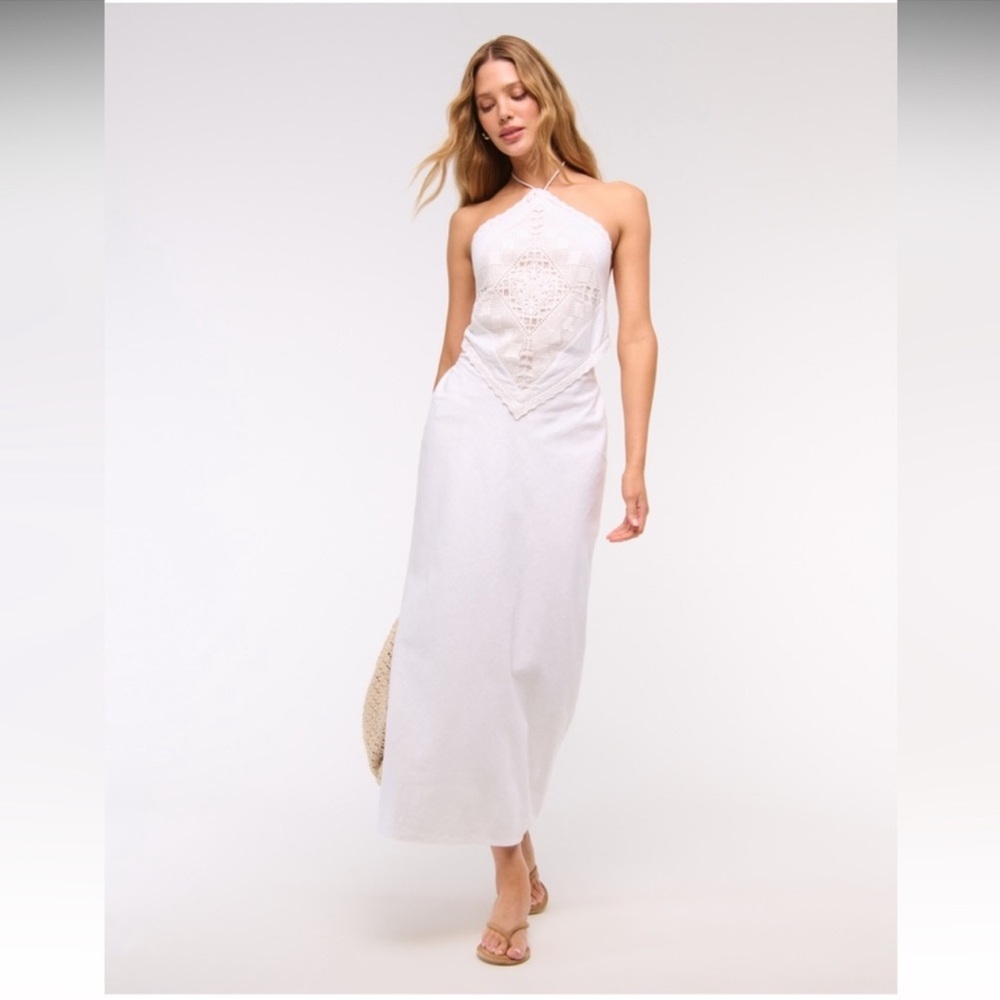 Abercrombie & Fitch White Halter Maxi Dress